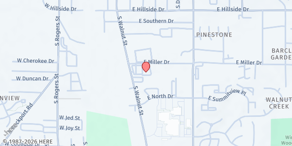 Map showing Healing Hands Outreach Center, Inc. at 1917 S. Walnut St., Bloomington, IN