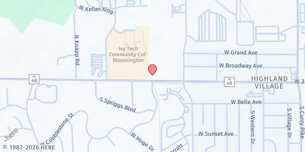 Map showing Highland Faith Church - Breaking Bread Food Pantry at 4782 W. State Rd. 48, Bloomington, IN