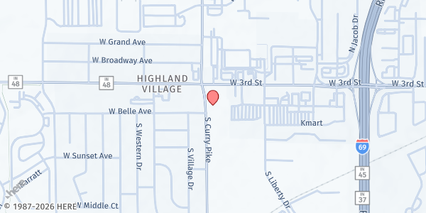 Map showing Highland Village Church - Tabitha's Storehouse at 515 S. Curry Pike, Bloomington, IN
