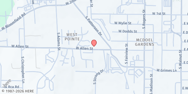 Map showing Mother Hubbard's Cupboard at 1100 W. Allen St., Bloomington, IN