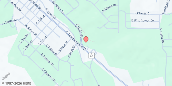 Map showing Pantry 279 at 3609 IN-46, Bloomington, IN