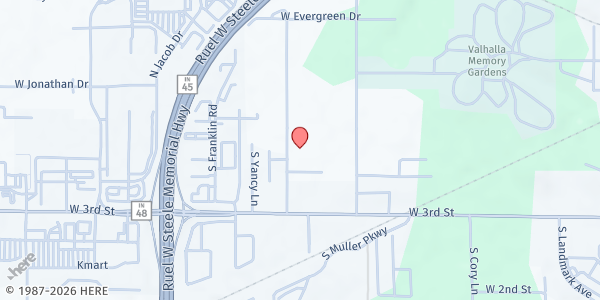 Map showing Redeemer Community Church of Bloomington at 111 S. Kimble Dr., Bloomington, IN