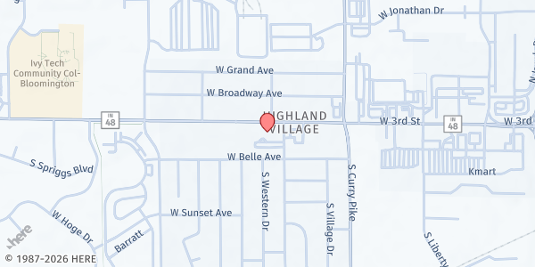 Map showing St. Paul UMC Food Pantry at 4201 W. 3rd St., Bloomington, IN