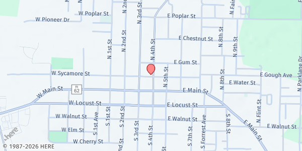 Map showing Hemenway Church - Food Distribution Center at 124 E Sycamore St, Boonville, IN