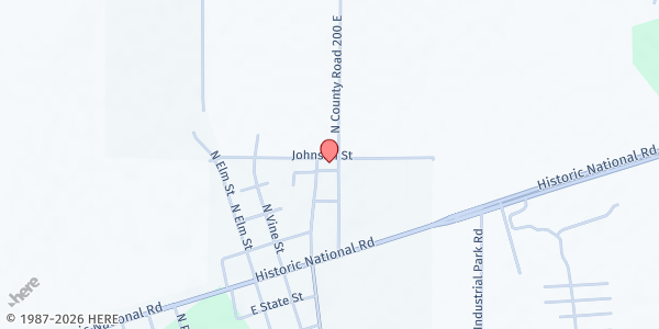 Map showing Church of the Living Christ at 10495 N. County Rd. 200 E., Brazil, IN