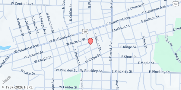 Map showing Clay County Council on the Aged and Aging, Inc. at 120 S. Franklin St., Brazil, IN