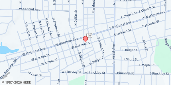 Map showing Knights of Columbus Mobile Pantry - Brazil at 120 W. National Ave., Brazil, IN