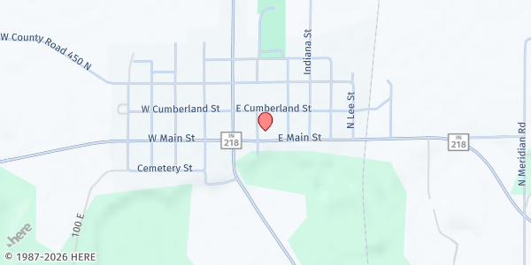Map showing First Baptist Church of Camden at 225 E. Main St., Camden, IN