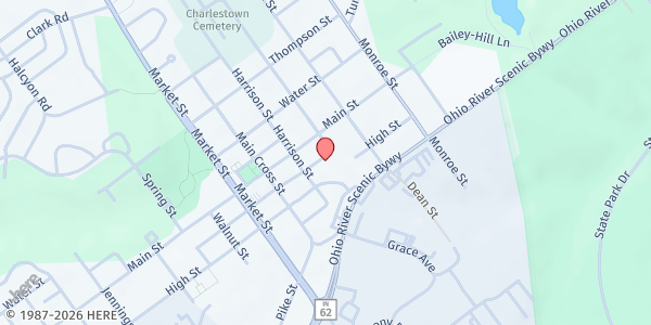 Map showing North Clark Outreach Center at 240 Harrison St., Charlestown, IN