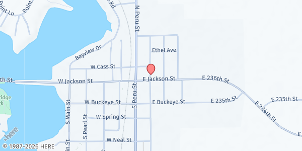 Map showing Cicero United Methodist Church at 100 E Jackson St, Cicero, IN