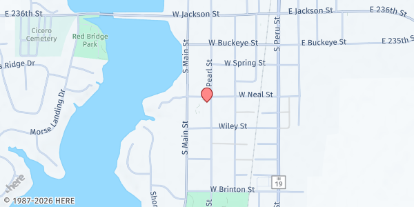 Map showing Sacred Heart of Jesus Catholic Church at 410 Pearl Street, Cicero, IN