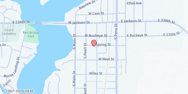 Map showing United Family Wesleyan Church at 210 Washington Ave, Cicero, IN