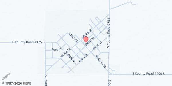 Map showing Clarks Hill Christian Church at 9510 Pearl St., Clarks Hill, IN