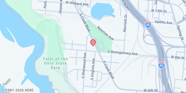 Map showing Colgate Baptist Church at 125 E. Montgomery Ave., Clarksville, IN