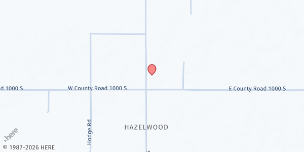 Map showing Hazelwood Christian Church at 9947 S County Rd 0, Clayton, IN
