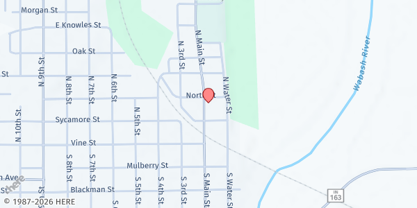 Map showing Clinton Assembly of God Community Kitchen at 223 N. Main St., Clinton, IN