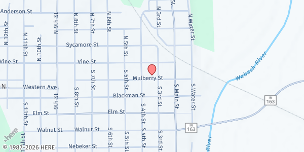 Map showing Clinton United Presbyterian Church at 301 Mulberry St., Clinton, IN