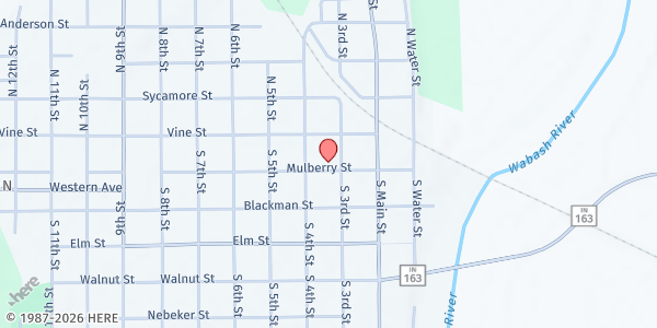Map showing Vermillion County Food Pantry at 301 Mulberry St., Clinton, IN