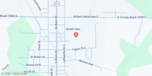 Map showing Cloverdale Community School Food Pantry at 205 Market St, Cloverdale, IN