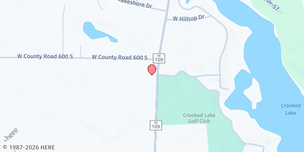 Map showing Big Lake Church of God at 6955 County Rd. 700 N., Columbia City, IN
