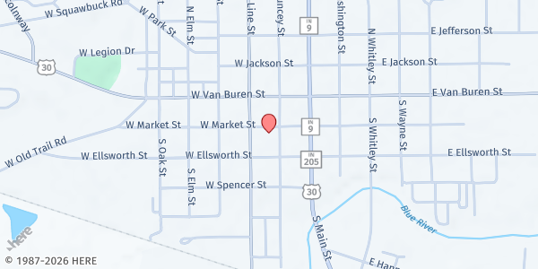 Map showing The Forklift at The Center For Whitley County Youth at 201 W. Market St., Columbia City, IN