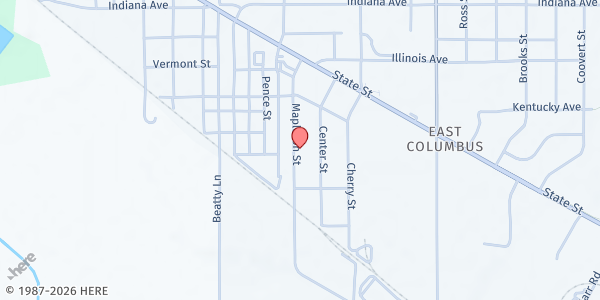 Map showing Brighter Days Housing (Love Chapel) at 421 S Mapleton St, Columbus, IN