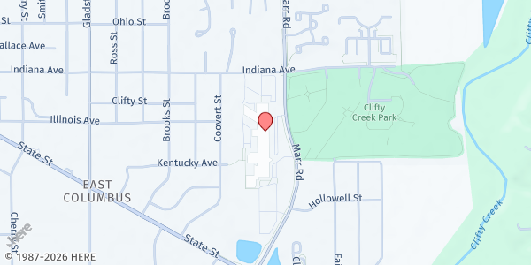 Map showing Columbus East High School: Columbus East Food Pantry at 230 S Marr Rd, Columbus, IN