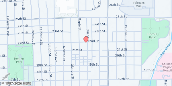 Map showing Columbus Free Methodist Church at 1511 22nd St., Columbus, IN
