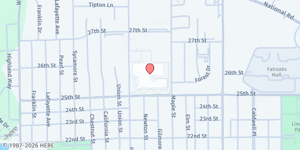 Map showing Columbus North High School: Bull Dog Pantry at 1400 25th St, Columbus, IN