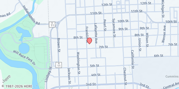Map showing First Presbyterian Church at 512 7th St., Columbus, IN