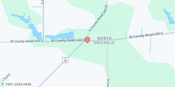 Map showing Ogilville Christian Church at 7891 W. 450 S., Columbus, IN