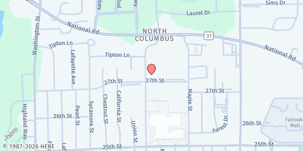 Map showing Saint Bartholomew Soup Kitchen - Food Distribution Center at 1306 27th St, Columbus, IN