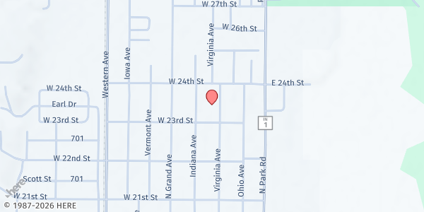 Map showing Calvary Baptist Church at 309 W. 24th St., Connersville, IN