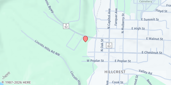 Map showing Harrison County Community Services at 101 West Highway 62, Corydon, IN