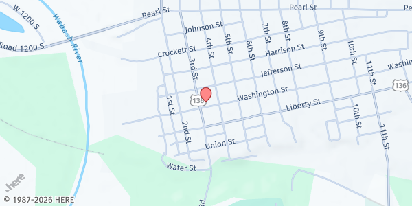 Map showing Covington Community Food Pantry at 412 Crockett St., Covington, IN