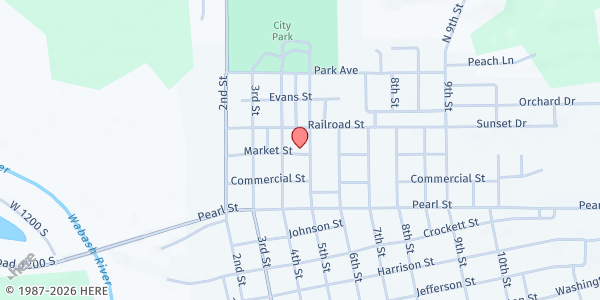 Map showing Food Finders Mobile- Covington First Assembly at 421 Market St, Covington, IN