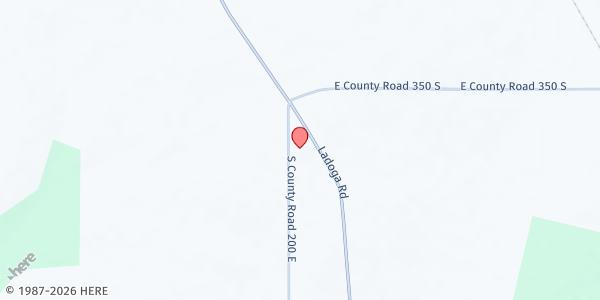 Map showing Food Finders Mobile- Whitesville Christian Church at 3603 S Ladoga Rd, Crawfordsville, IN