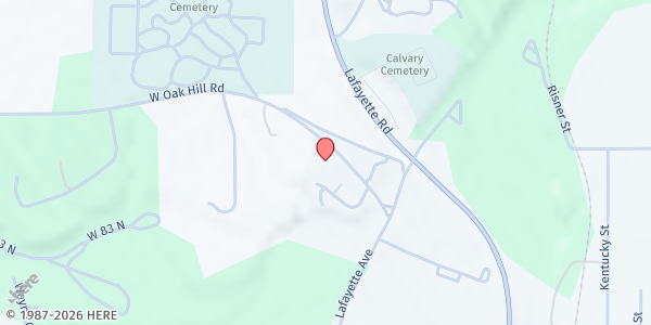 Map showing Grace & Mercy Ministries at W, Crawfordsville, IN