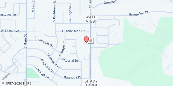 Map showing Franciscan Health Crown Point Fresh Start Market at 1121 S. Indiana Ave., Crown Point, IN