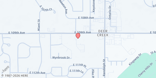 Map showing SVdP at Holy Spirit Church Winfield at 7667 E. 109th Ave, Crown Point, IN