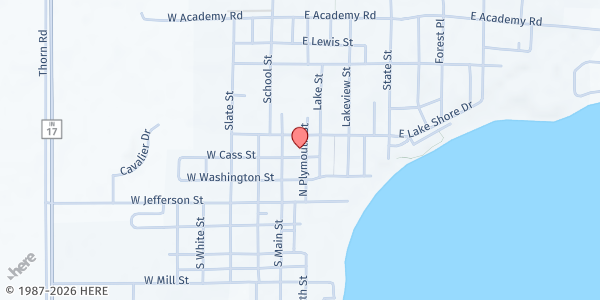 Map showing Grace United Church of Christ - Culver Food Pantry at 307 N. Plymouth St., Culver, IN