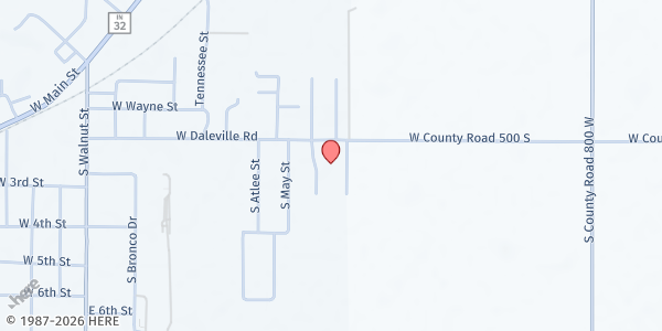 Map showing Daleville Eternal Life Church at 8104 S. Hickory Ln., Daleville, IN