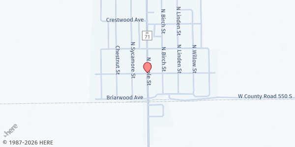 Map showing Dana Fire Department Mobile Pantry at 190 N. Maple St., Dana, IN