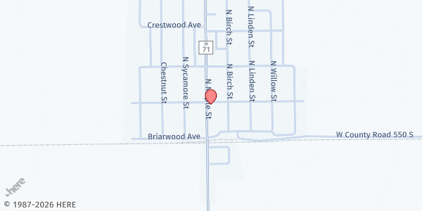 Map showing Helt Fire & Rescue Mobile Pantry at 160 N. Maple St, Dana, IN