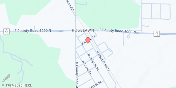 Map showing Community Church Roselawn at 4077 E. Kellar St., De Motte, IN