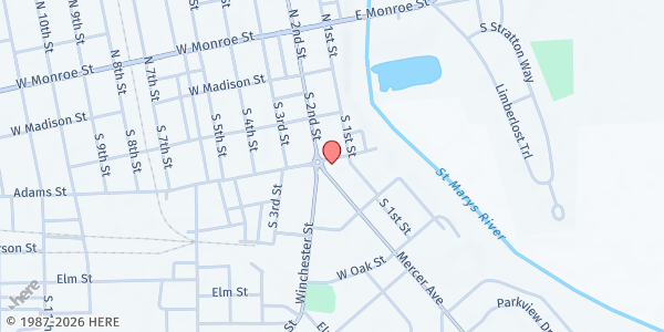 Map showing St. Vincent de Paul - Food Pantry at 301 Mercer Ave., Decatur, IN