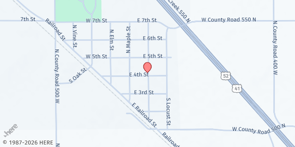 Map showing Food Finders Mobile- Earl Park Community Park at 318 Park Drive, Earl Park, IN