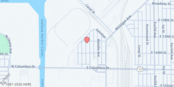 Map showing Antioch Baptist at 3902-06 Alexander Ave, East Chicago, IN