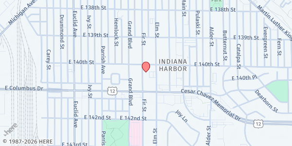Map showing House of Glory at 4009 Fir St., East Chicago, IN