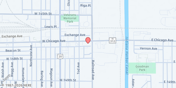 Map showing Salvation Army - East Chicago at 513 W. Chicago Ave., East Chicago, IN